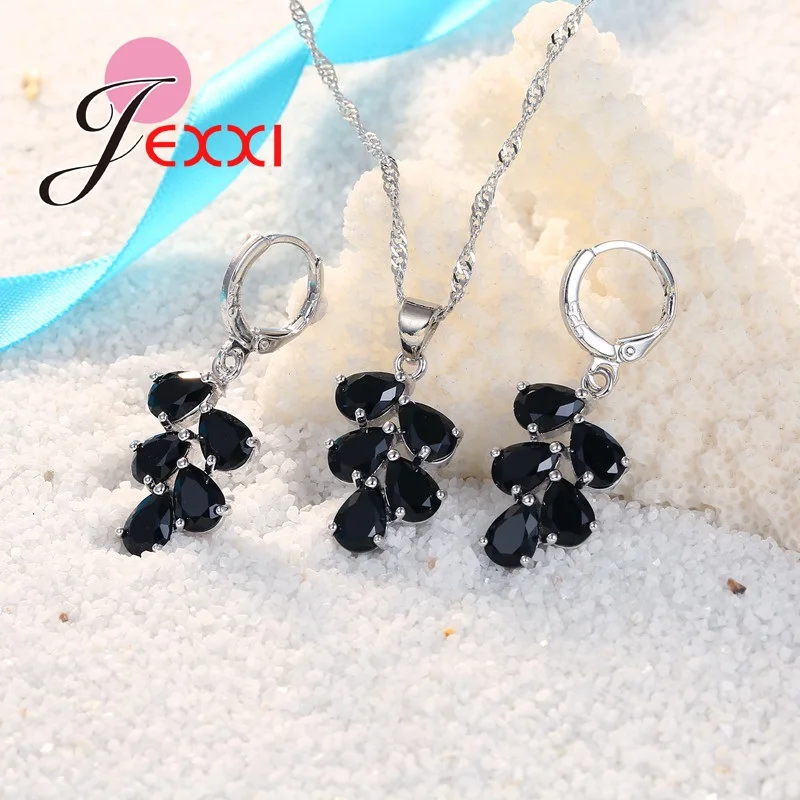 Hot Sale 925 Silver Needle Jewelry Set For Women Lady 5A Zircon Necklace Earrings Set Best Gift For Birthday Anniversary