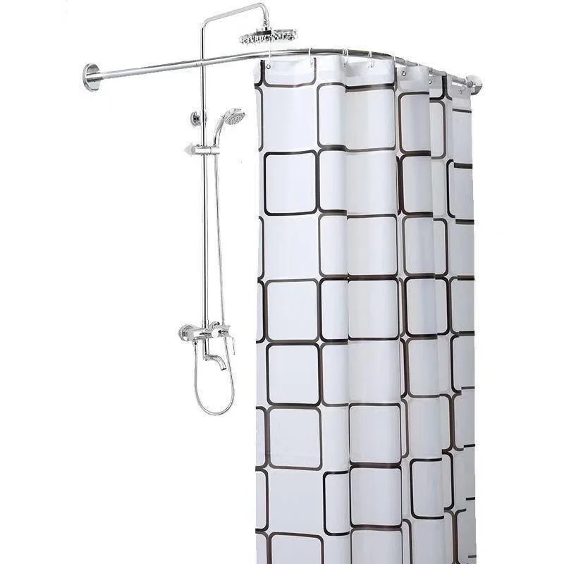 Arc Shaped Bathroom Shower Rod No Drilling L Shaped Half U Curtain Type Retractable Stainless Steel Clothes Drying Rack view 5