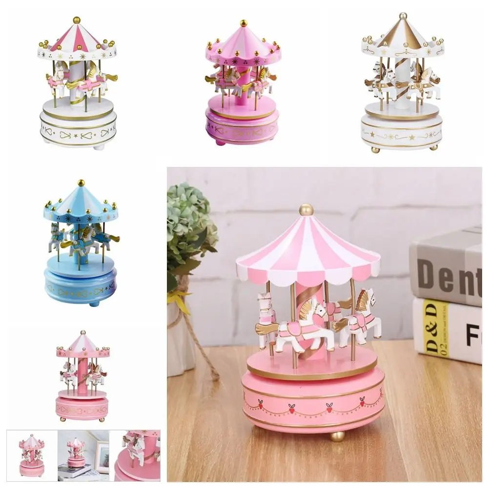 Exquisite Design Carousel Music Box Carousel Easy Use Ferris Wheel Ornaments Plastic Painted Carousel Cake Accessories Cake