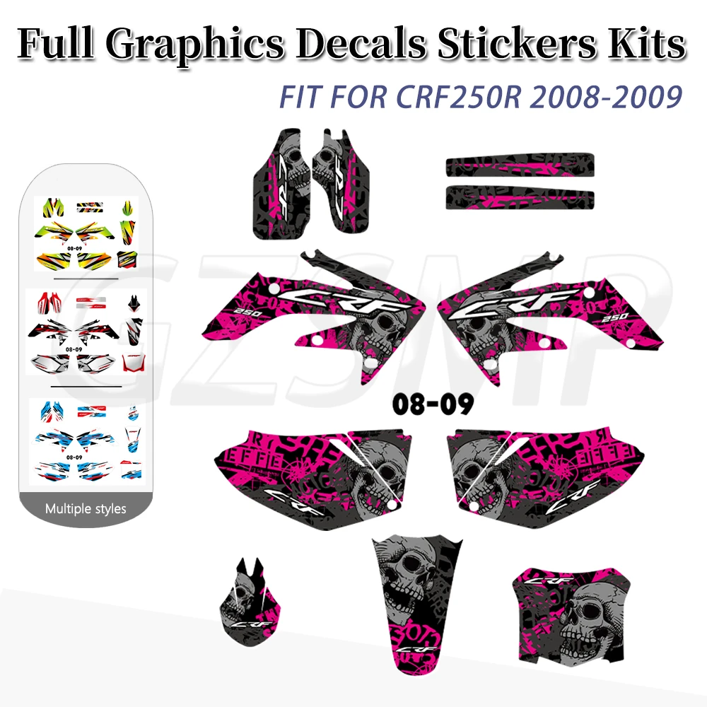 

Fit for 2008-2009 HONDA CRF 250R Motocross Graphics Kit Decals Deco Stickers CRF250R 250 R