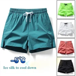 Summer Mens Sports Sweatpants Casual Shorts Pockets Basic Solid Color Lightweight Pants Fitness Running Jogging Beach Shorts Men