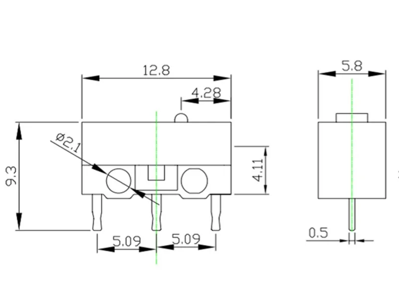 50 Stück Mausschalter, dreibeiniges Scrollrad, links und rechts gebogene Füße, 1A-Mikro-Touch-Schalter – Detail 3