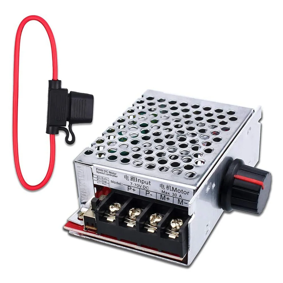 A56XQ 7-70V 30A PWM คอนโทรลเลอร์ DC มอเตอร์ควบคุมความเร็วสวิทช์ควบคุม 12V 24V 36V 48V พร้อมฟิวส์ 30 แอมป์