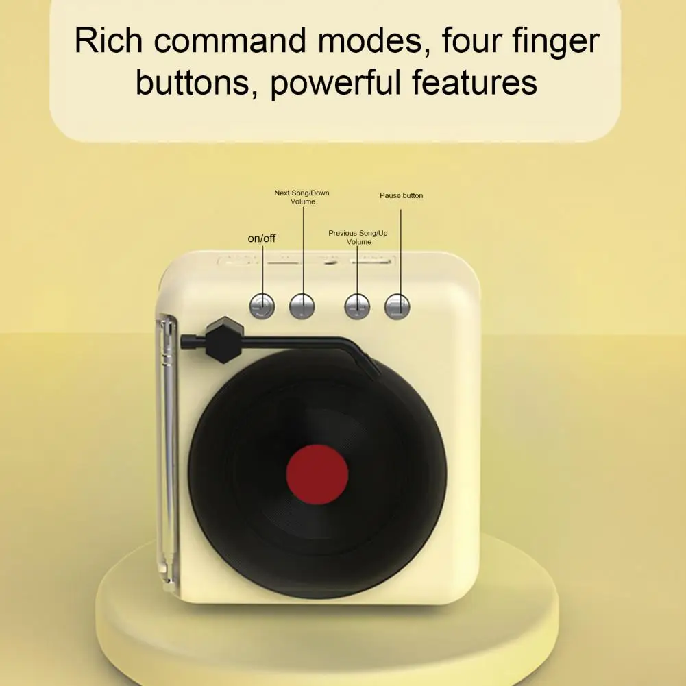 ブルートゥース5.0と互換性のあるビニールデザインのスピーカー,レトロスタイルのミニステレオサウンド,多機能