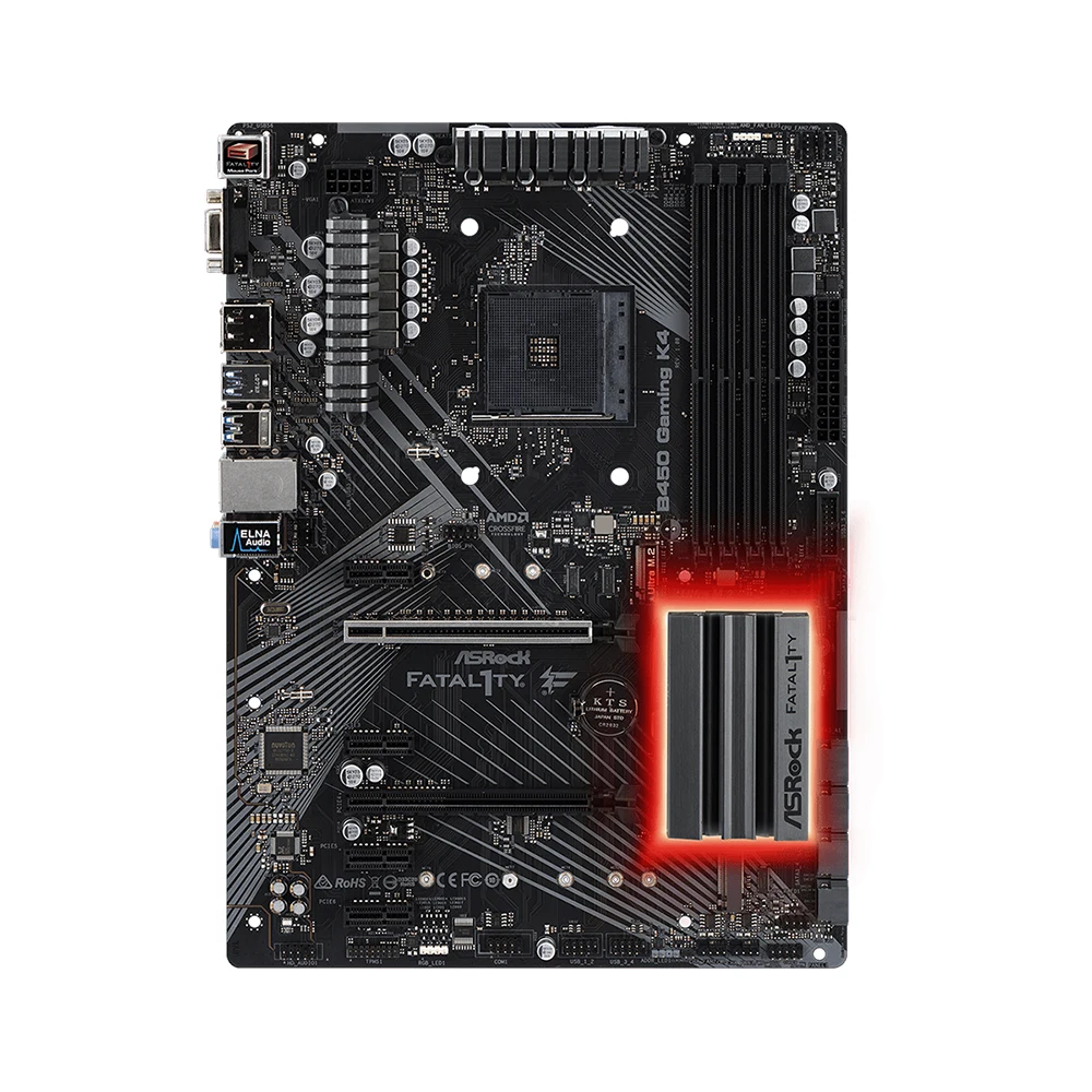 Imagem -03 - Placa-mãe Gaming k4 Asrock-fatal1ty B450 Ddr4 Dimm M.2 Nvme Pcie 3.0 Am4 Mainboard Suporte Ryzen 5600 5600g r7 Cpu 5700x3d