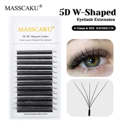 MASSCAKU New Arrival Lightweight Individual Waterproof 3D 4D 5D 6D W Shape Eyelashes Ribbon Natural Looks Premade Fans Eyelash