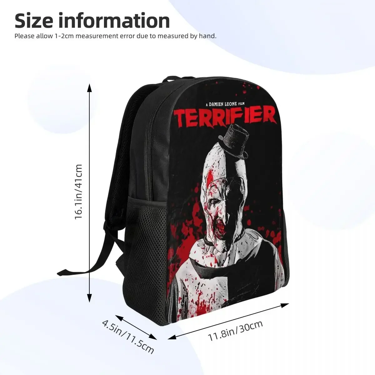 Custom Terrifier Movie Travel Backpack Women Men School Computer Bookbag Horror Halloween Clown College Student Daypack Bags
