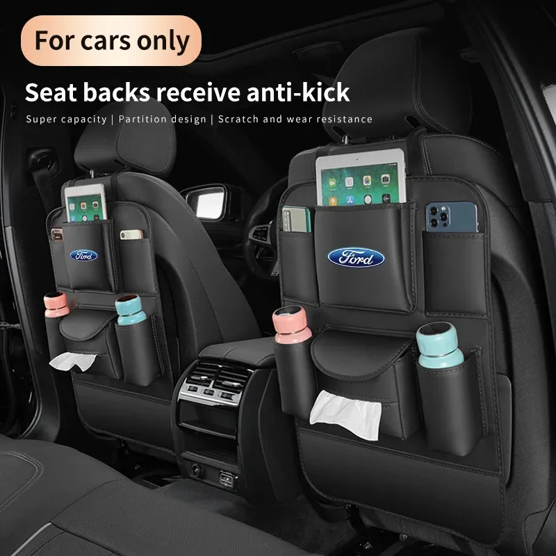 Car Seat Back Storage Bag Backrest Anti-kick Pad For Ford Focus Raptor Puma Mondeo Kuga Edge Explorer Ranger Fusion Ecosport ST - Image 2