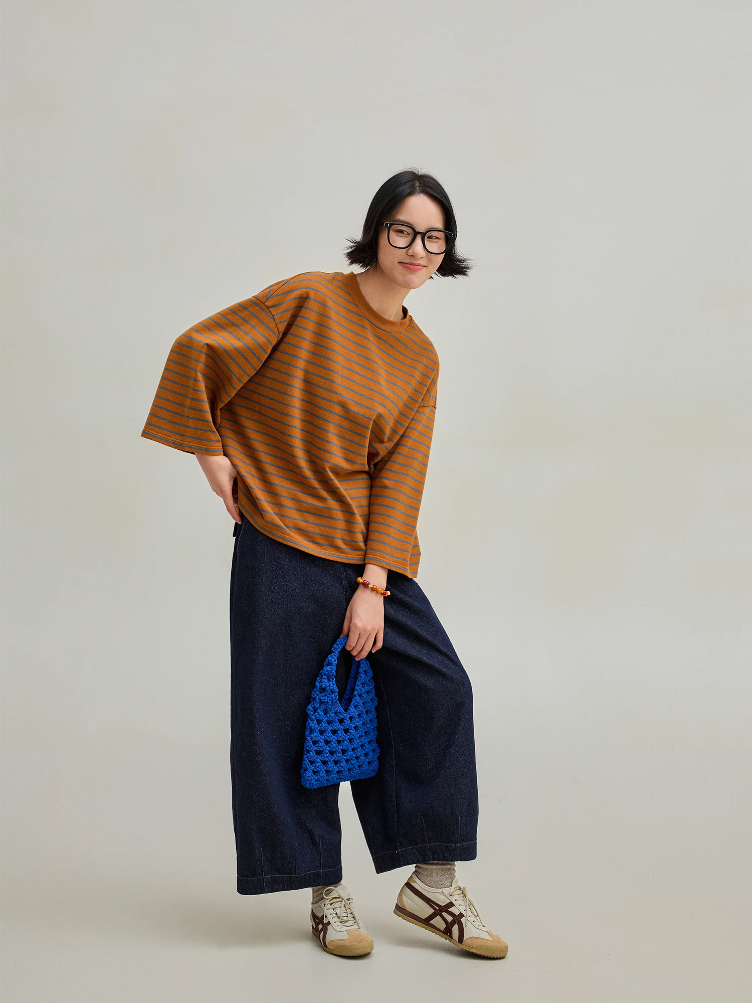 

Удобная свободная полосатая футболка из хлопка и лайкры, весеннее новое поступление для женщин, повседневная универсальная футболка