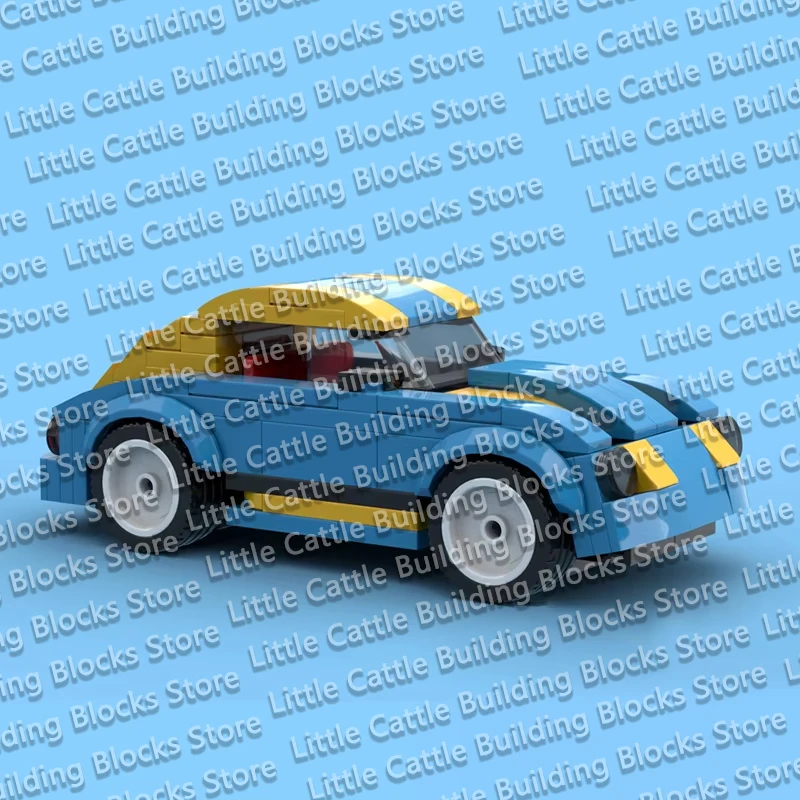QWERT Speed Racing Car Model MOC Building Bricks Blue Compact Car Modular Technology Gifts Holiday Assemble Children Toys Suit