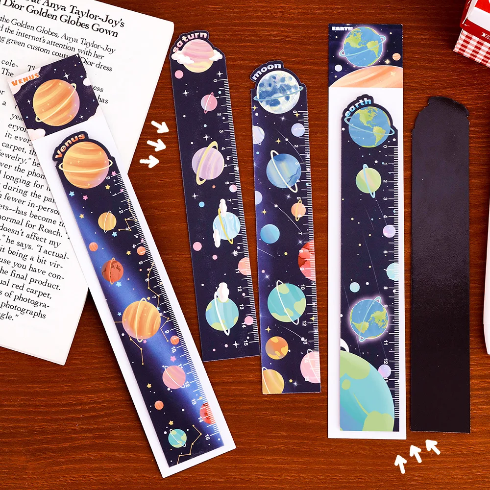 20 Pcs Planet Magnetic Bookmark Rulers Creative Bendable Multifunctional Ruler Student Prize Stationery Drafting Supplies
