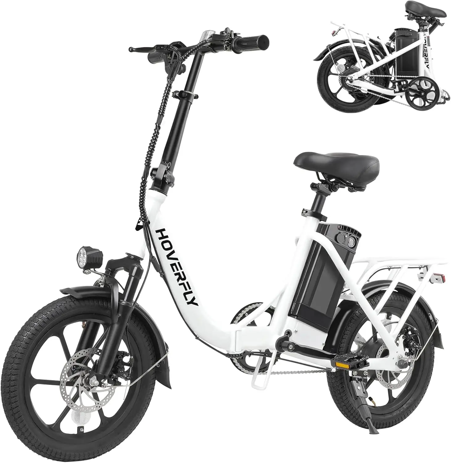 16 inch foldable electric bicycle with front suspension and adjustable seats, suitable for adult male and female commuting