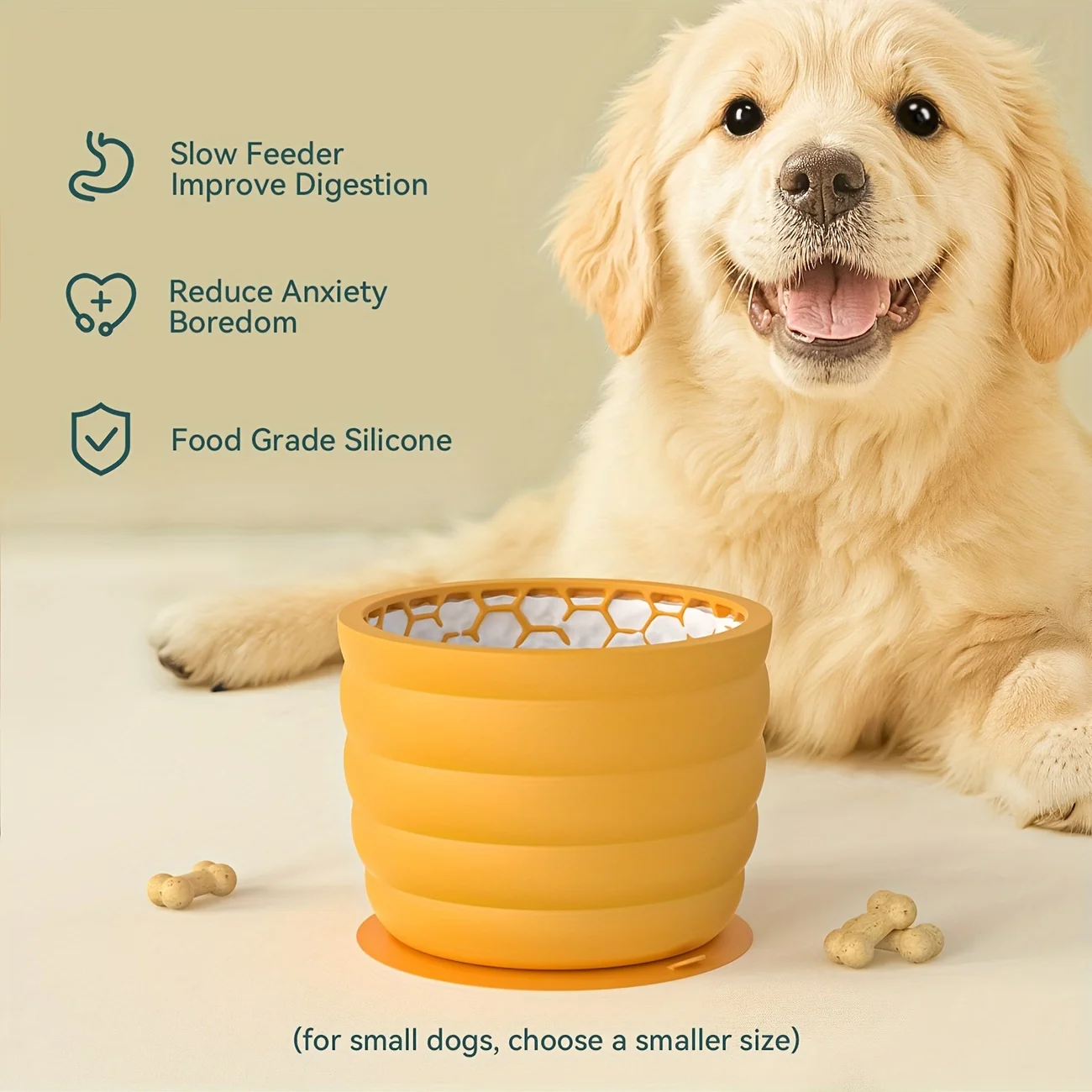 Silicone Slow Feeder  Dog Bowl with Suction Cup - Non-Slip, Healthy Eating Pet Dish for Small Breeds