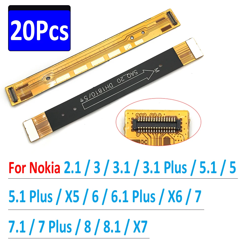 

20Pcs，Main Board Motherboard Connector Board Flex Cable For Nokia 2 2.1 3 3.1 Plus 5 5.1 6 6.1 7 7.1 8 X5 X6 X7