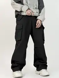 Men's Elastic Waist Drawstring Loose Outdoor Hiking Streetwear Wide Leg Cargo Pants