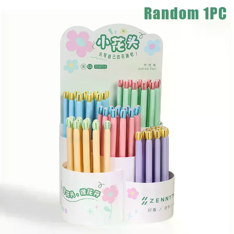 

1/4Pcs Creative Small Flower-Shaped Push-Button 0.5mm Black Quiz Pen/Gift Pen/Stationery/Signature Pen