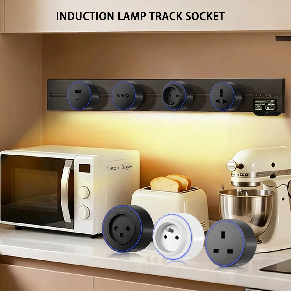 

Индукционная лампа, настенная розетка с трековым питанием, стандарты EU/FR/Россия/Израиль/Италия, офисная электрическая розетка, съемный адаптер-штекер, универсальный USB-адаптер для Великобритании