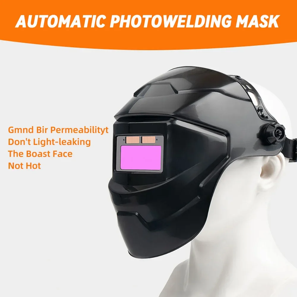 Welding Helmet 180° Adjustable Solar Powered Welding Helmet Auto Darkening LCD Clear Welding Shield Grinding Hood Safety Gear