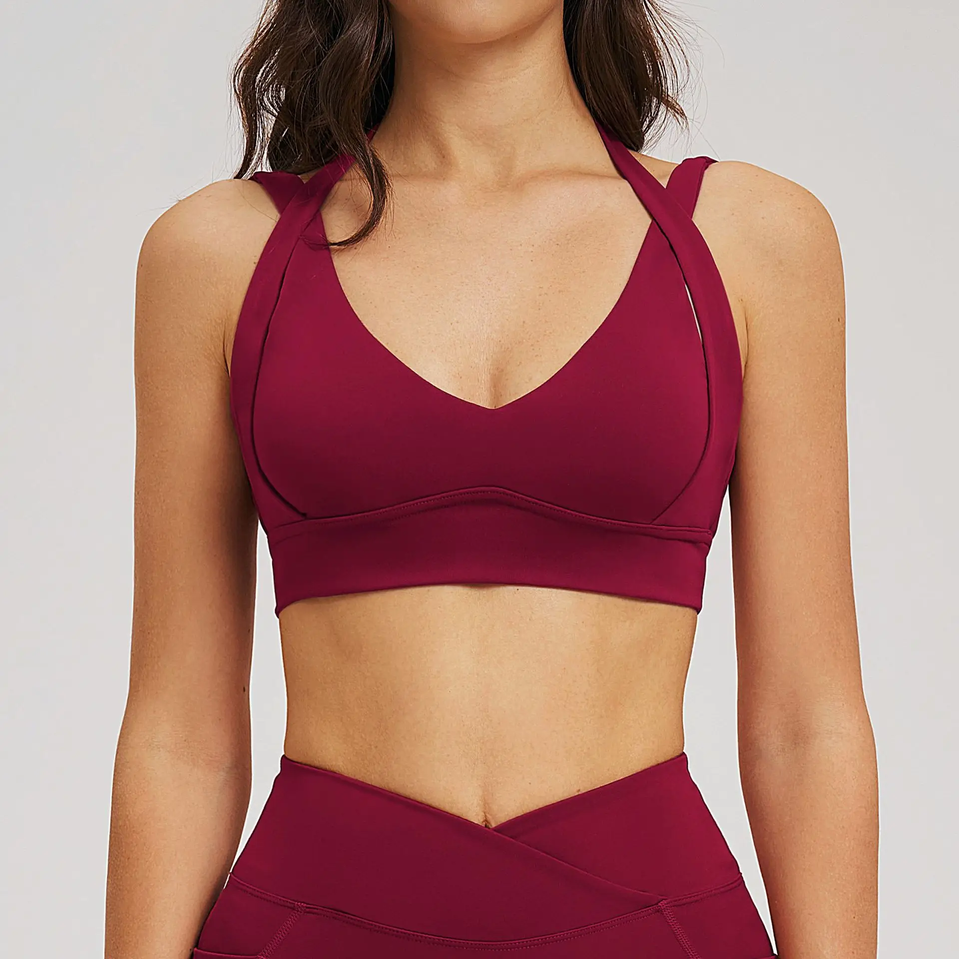 

Push Up Halter Yoga Bra Solid Color Backless Hollow Out Shockproof Sports Top 2026 Cloud Feeling Workout Fitness Gym Running Bra