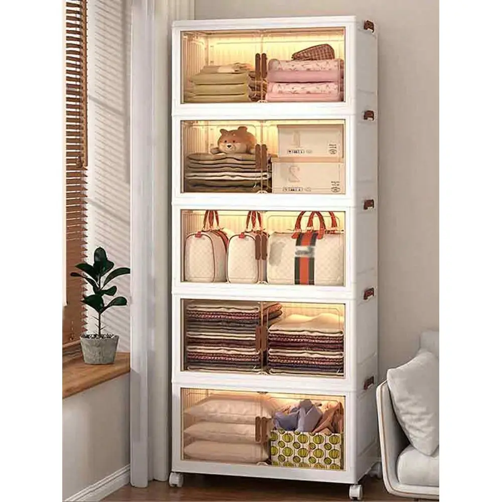 

Layers Collapsible Storage Bins With Lids, Folding Storage Box For Home, Kitchen And Office,Stackable Closet Organizer With Whe