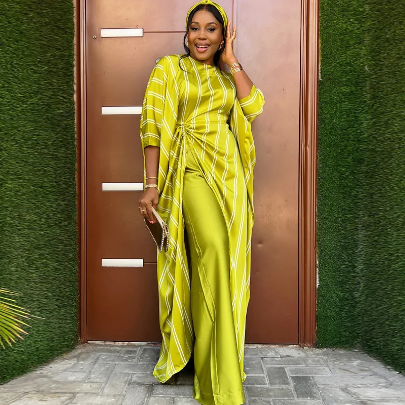 

Middle East Dubai robe set women's plus size top wide leg trousers two-piece set women's summer