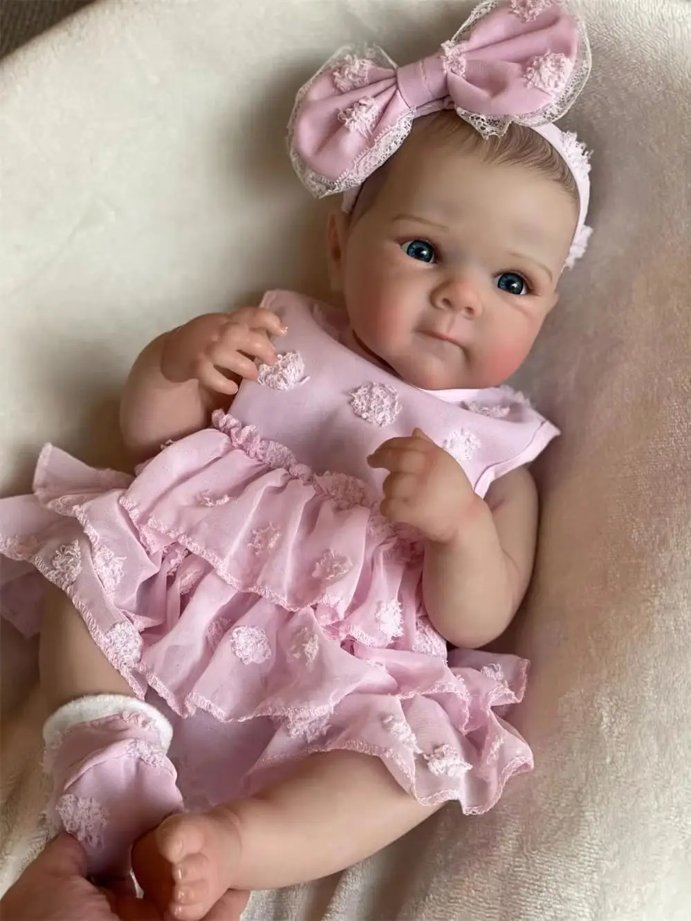Reborn Puppe 18Zoll Lebensecht Voll Vinyl Reborn Baby Mädchen Handgefertigt Babypuppen Realistisch Neugeborenes Mädchen