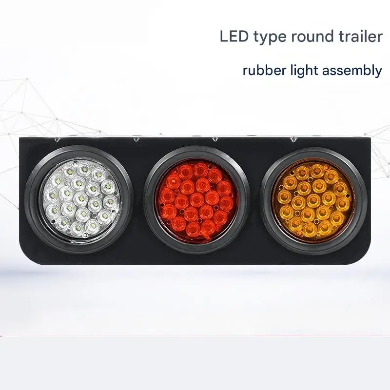 

24V LED Round Trailer Tail Light Rubber Housing Waterproof Rear Brake Turn Signal Lamp for Truck Lorry Agricultural Trailer