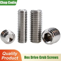 304 Stainless Steel DIN916 Set Screw Hex Drive Socket Grub Screws M2 M2.5 M3 M4 M5 M6 M8 M10 M12 Metal Machine Connect Screws