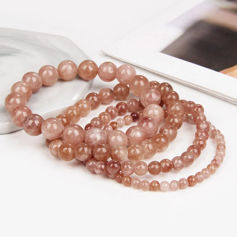 

Fashion Natural Stone Beads Bracelet Handmade Sunstone Stretch Elastic Bangle Wristband Friendship Jewelry Gift For Men Women