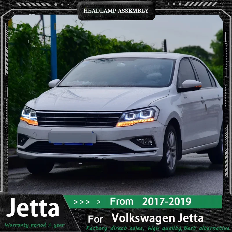 Car LED Headlight Assembly For Volkswagen Jetta 2017-2019 Streamer Turn Signal Indicator DRL Daytime Running Light Front Lamp
