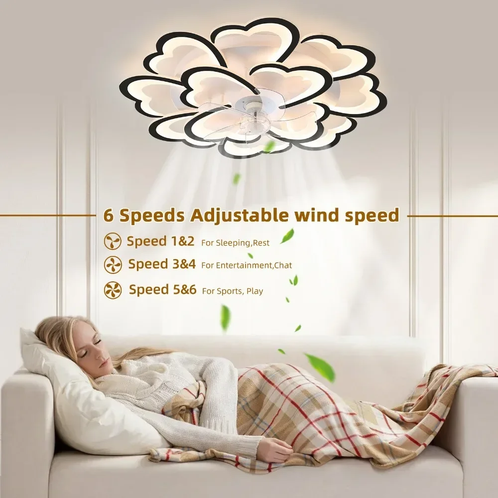 Ceiling Fan with Lights, 35Inches, Dimmable LED, Remote Control / APP Control, 6 Speeds of Wind, Ceiling Fan