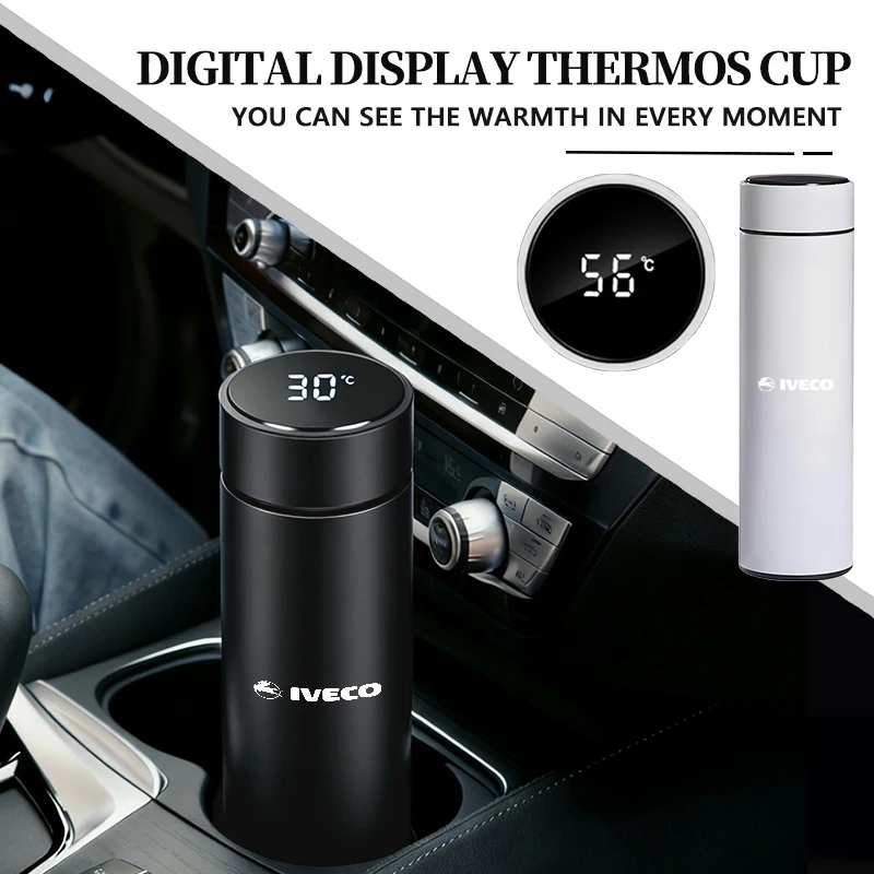 Termo para coche con pantalla de temperatura, botella de agua, taza de café, termo para IVECO Eurocargo ‌   4x2 4x4 GNC S-Way Daily