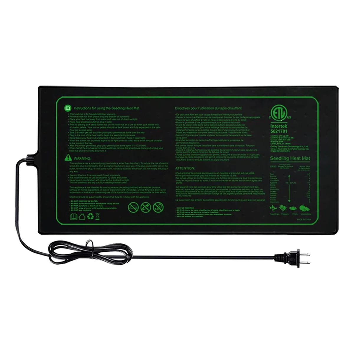 

A03R 50 см х 25 см водонепроницаемый нагревательный коврик для детской, теплый гидропонный нагревательный коврик, подходит для проращивания и резки, вилка стандарта США