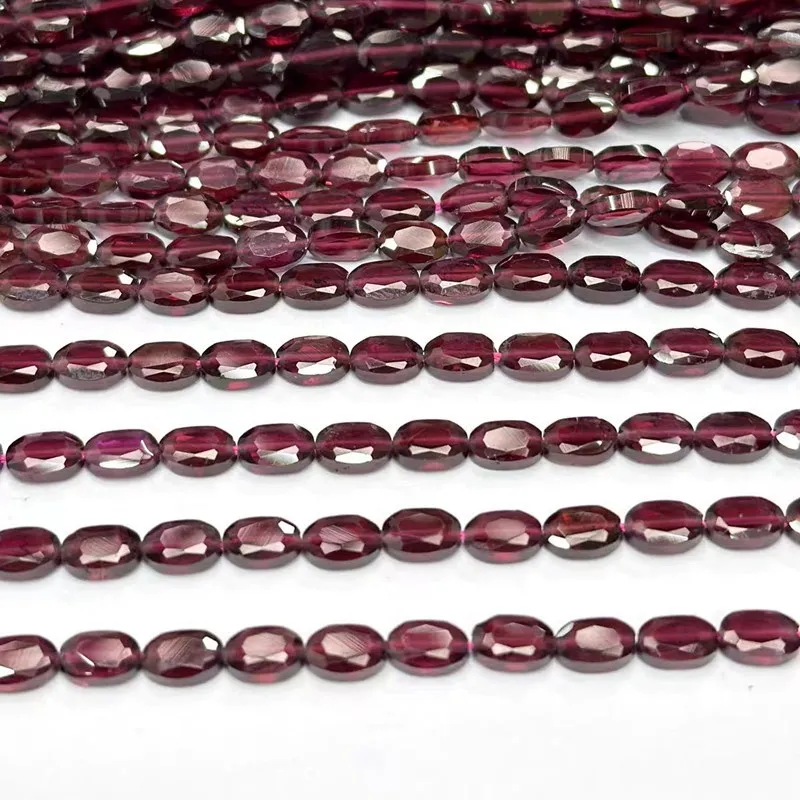 5A Garnet Flat Oval Coin Faceted 4mm 6mm Wholesale for DIY Jewelry Necklace 38cm LOOSE BEADS
