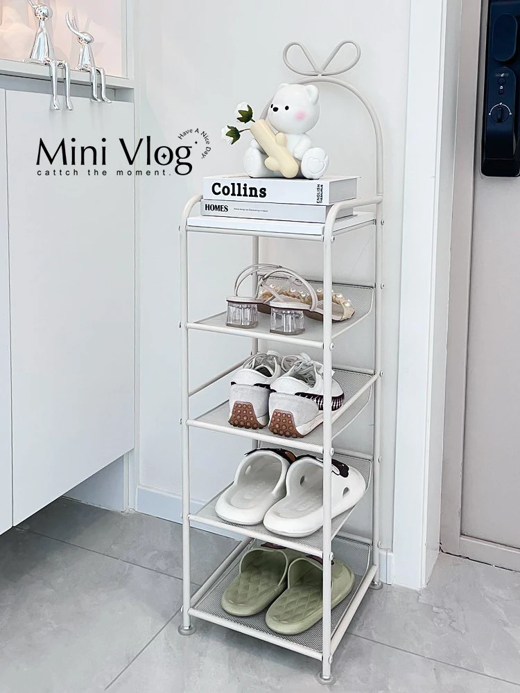 Creamy simple shoe rack multi-layer household door shoe cabinet new 2024 hot creative home entrance storage