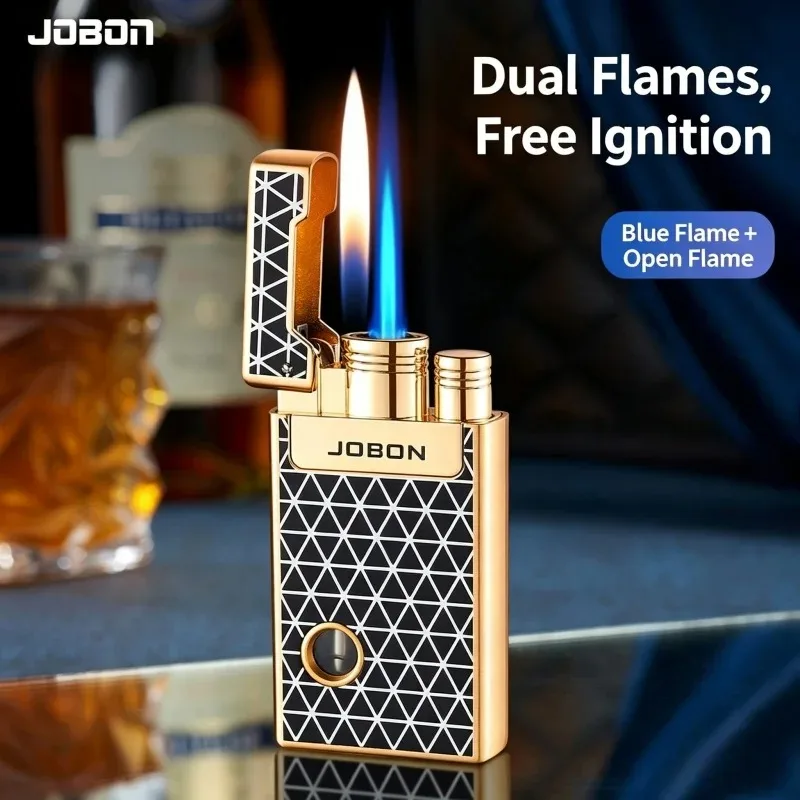 JOBON Jet & Soft Flame 2in 1 Lighte metal butanegas Dual FlameWindproof lightersadvanced festival giftssmoking accessories