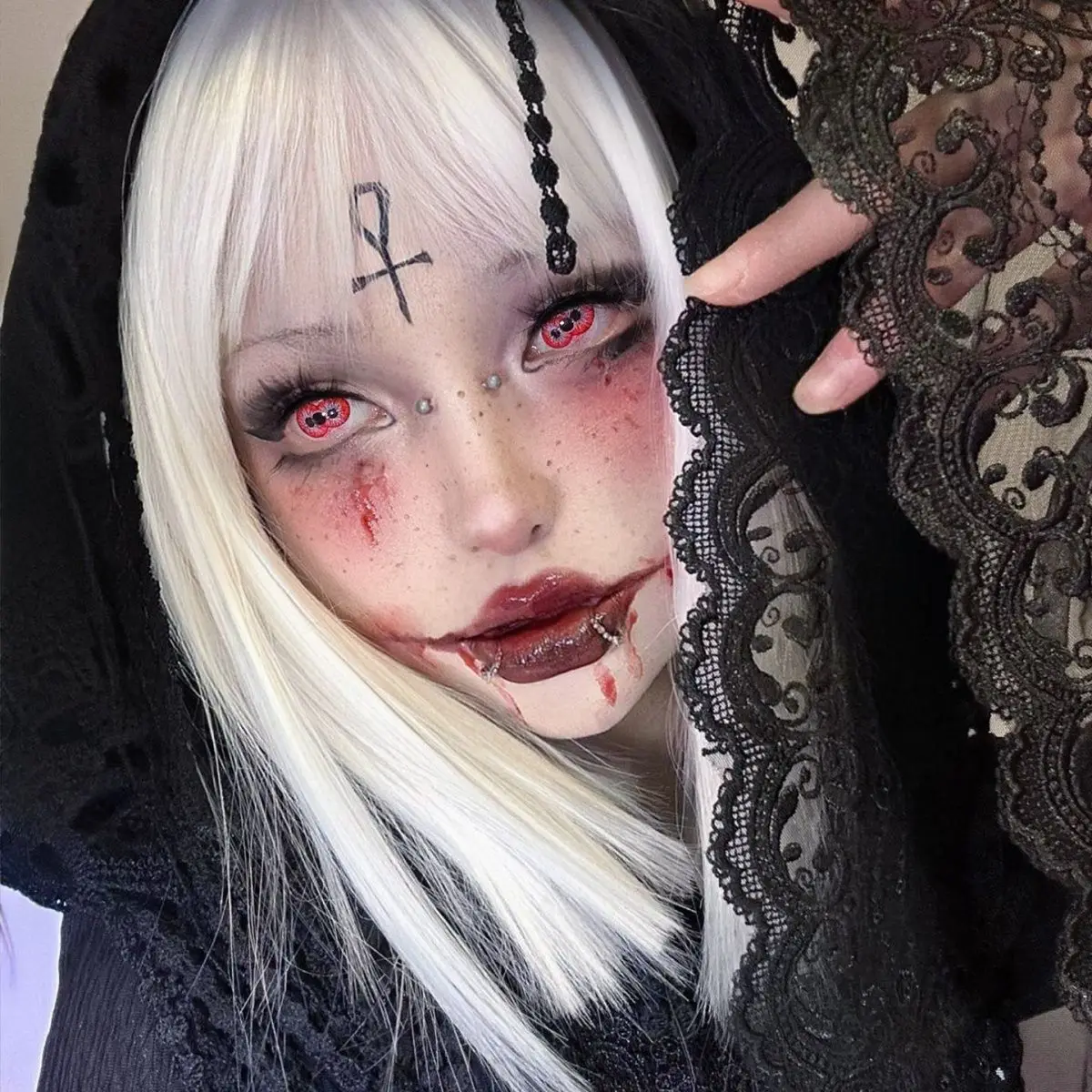 JeweLens Dicoria Cosplay Halloween Gruselige Kontaktlinsen Crazy Mini Sclera Softlens 14,5 mm – Detail 5
