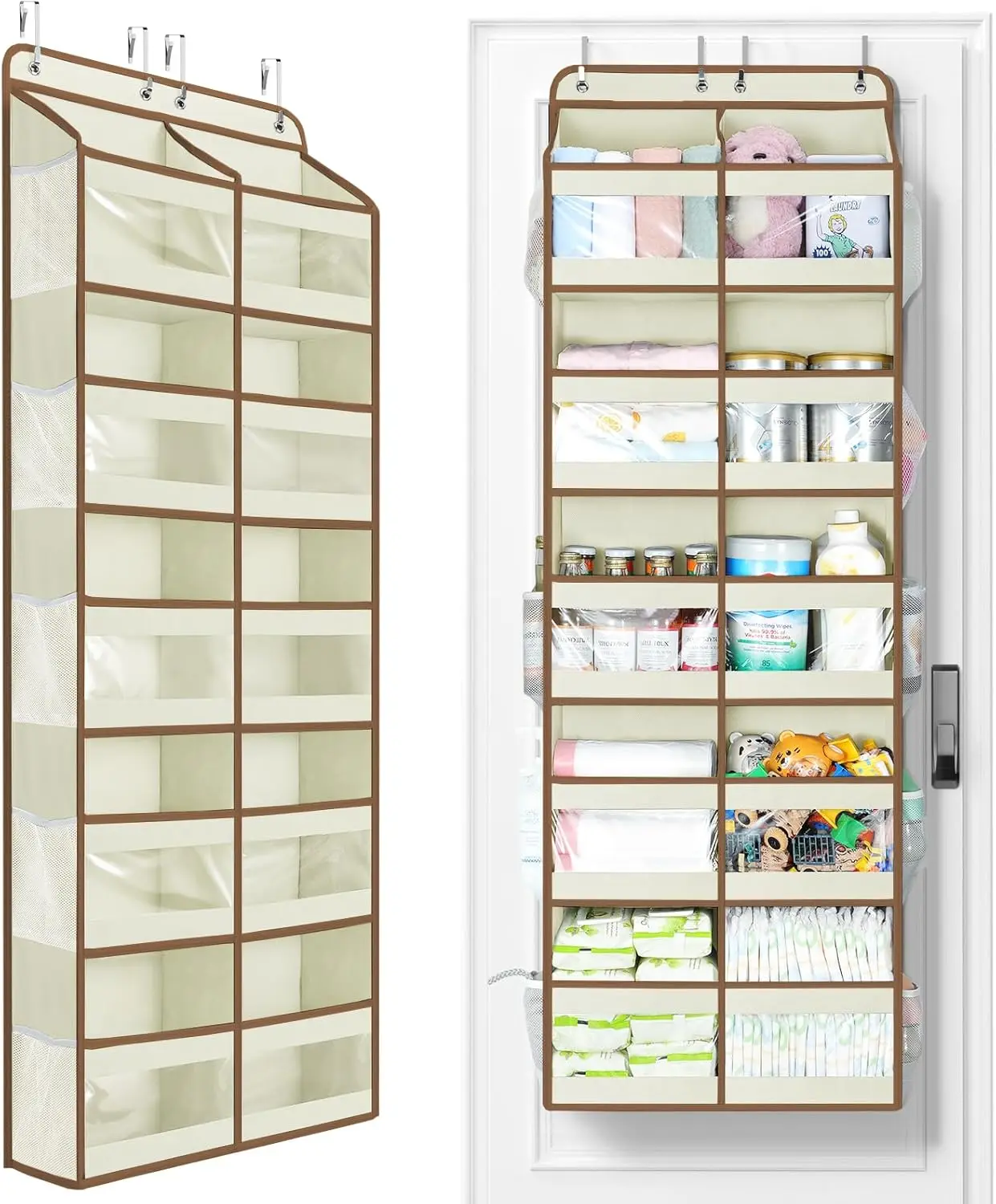

5-Tier Over The Door Organizer Dual-Column, 80lbs Load Over The Door Storage of 10 Compartments, Heavy Duty Extra Large Door