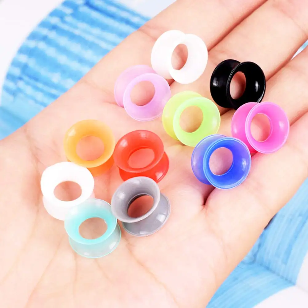 22pcs Colorful Flexible Silicone Double Flared Gauges Plugs Tunnels Expander Ear Skin Stretcher Kit Piercing Jewelry 6mm-16mm