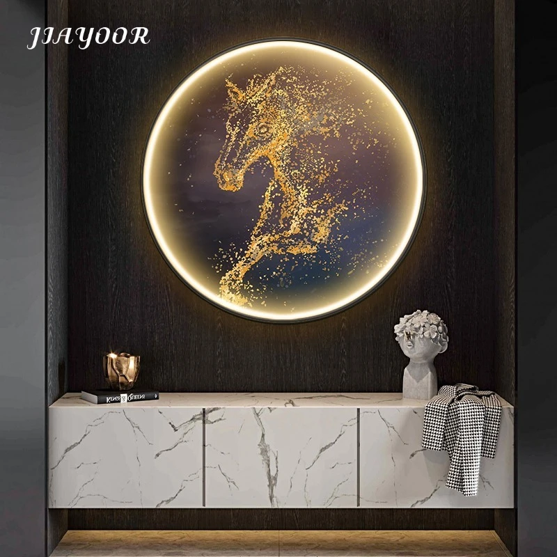 

Modern Minimalist Entrance Door Circular LED Decorative Painting Home Decoration Living Room Bedroom Sofa Background Mural Light