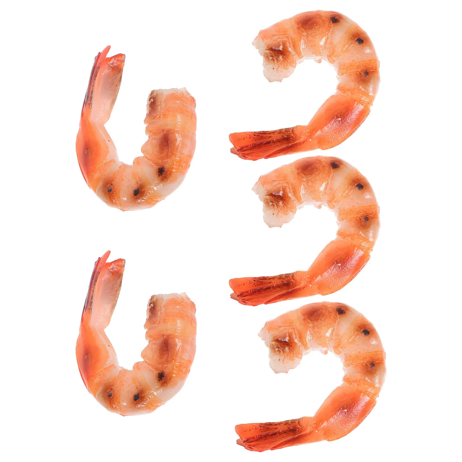 

5Pcs Simulated Seafood Props Realistic Cooked Shrimp PVC Fake Food for Kitchen Restaurant Display Decoration Dollhouse Miniature