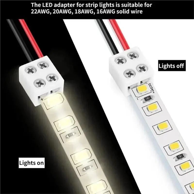 ABMH-Wire Quick Splice Plugs 8Mm- 2-Pin LED Strip Connectors For Tape And Ice String Lights(30PCS)