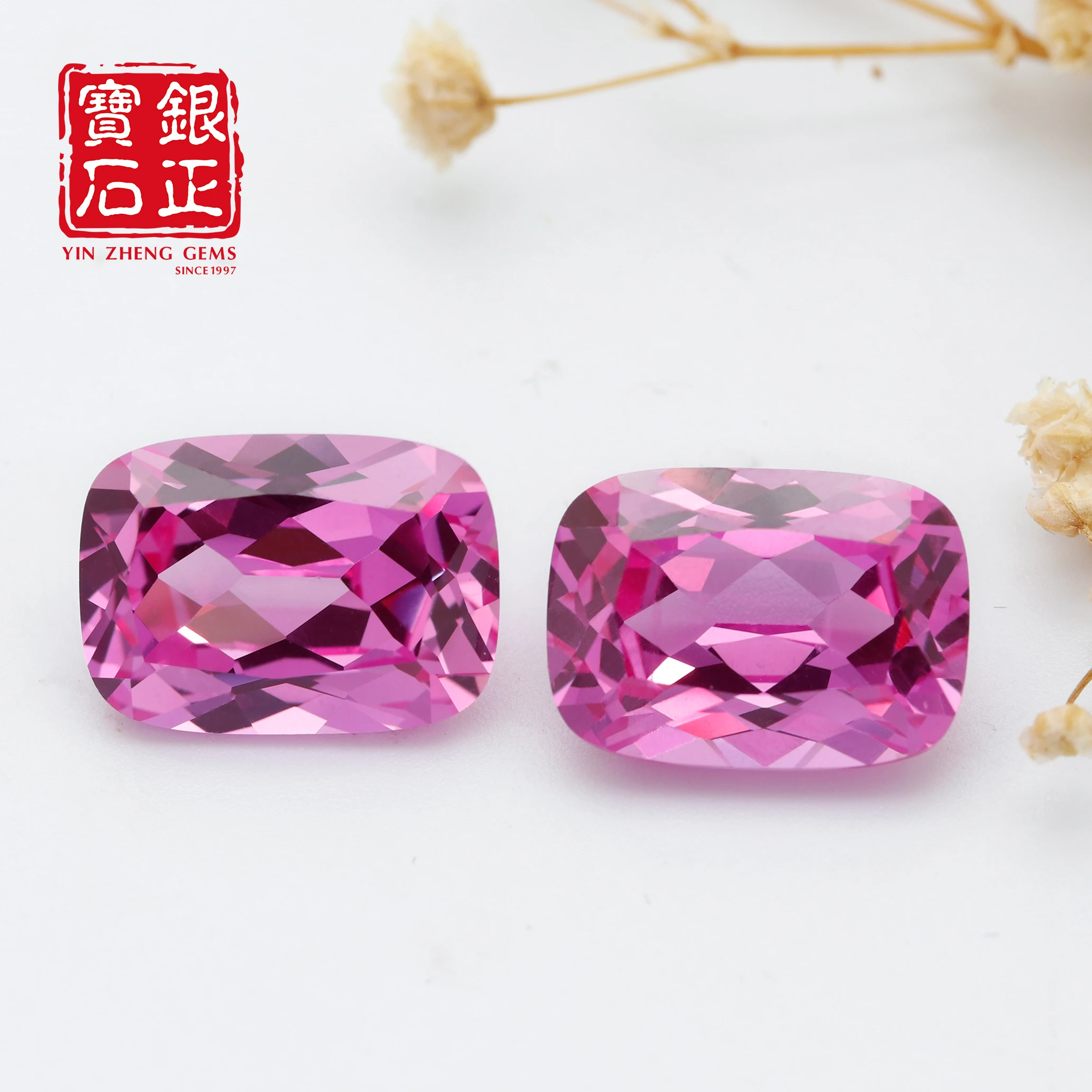 Rectangle Cushion Shape Synthetic Pink Sapphire Stone Flame Melted With AGL Certificate Cultivate For Ring Pendant Jewelry Makin
