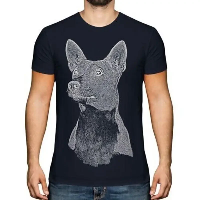 Basenji Sketch Camiseta estampada para hombre, regalo grande para amantes de los perros, perro de arbusto africano