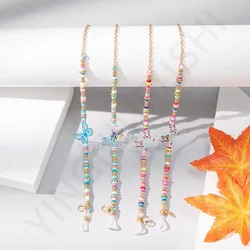Bohemia Hollowed Butterfly Out Shell Mask Holder Neck Rope New Jewelry for Women Acrylic Colored Bear Love Glasses Chain Lanyard