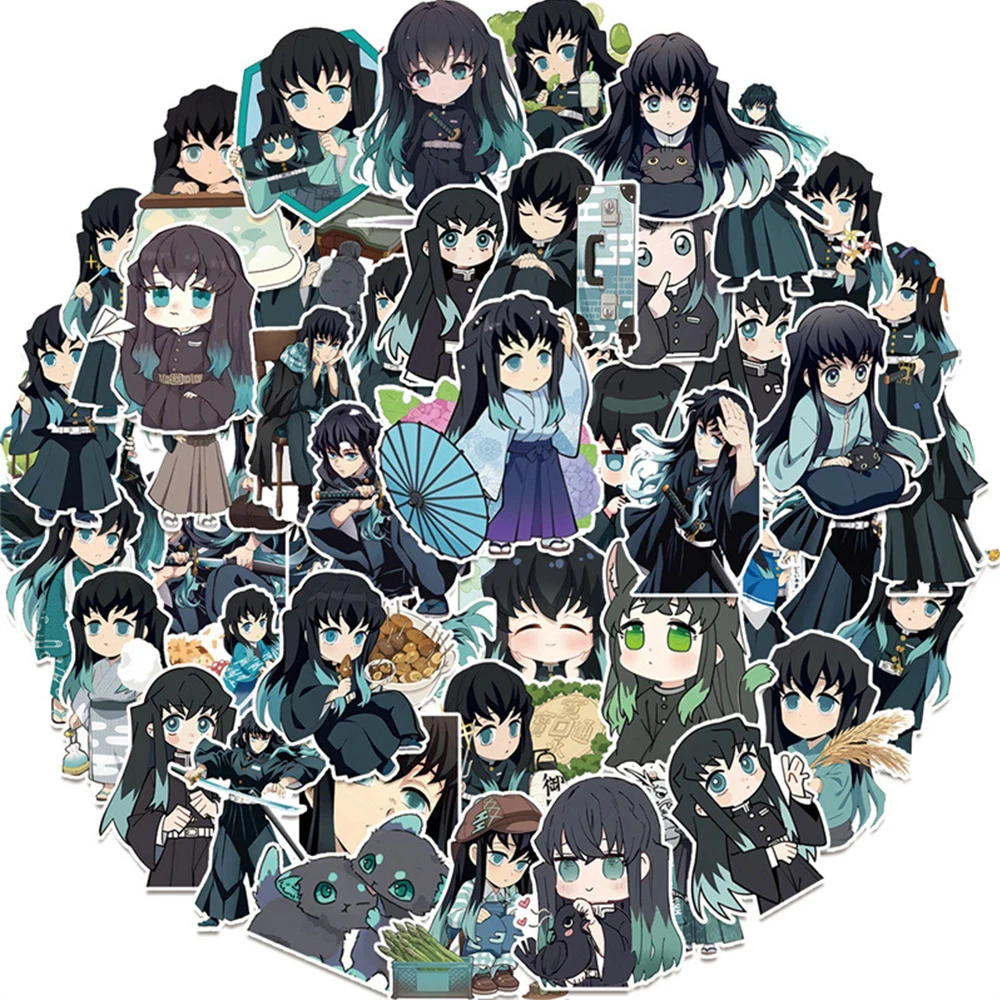

10/30/50pcs Kawaii Cartoon Tokitou Muichirou Stickers Anime Demon Slayer Decals DIY Phone Luggage Notebook Bike Graffiti Sticker