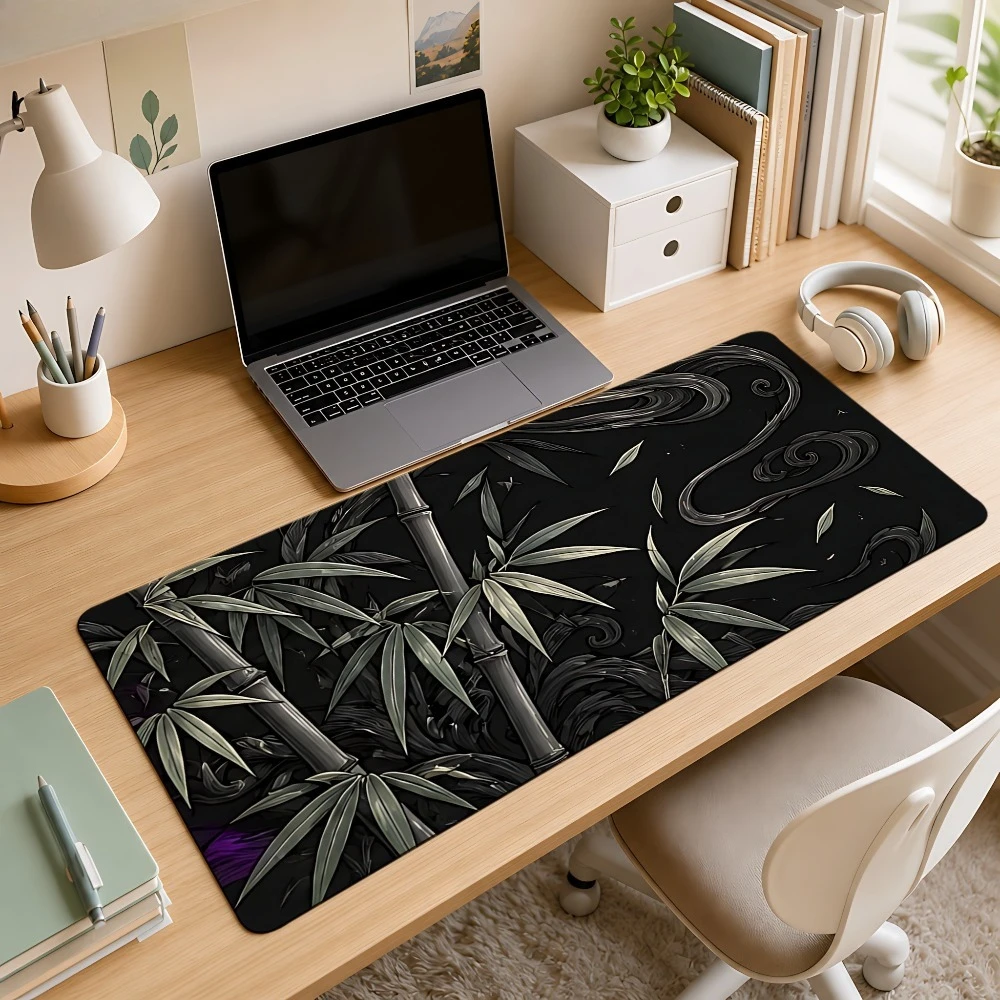 Black and gray bamboo leaf and bamboo stem pattern mouse pad, anti-slip desk accessories alfombrillas para escritorio - view 6
