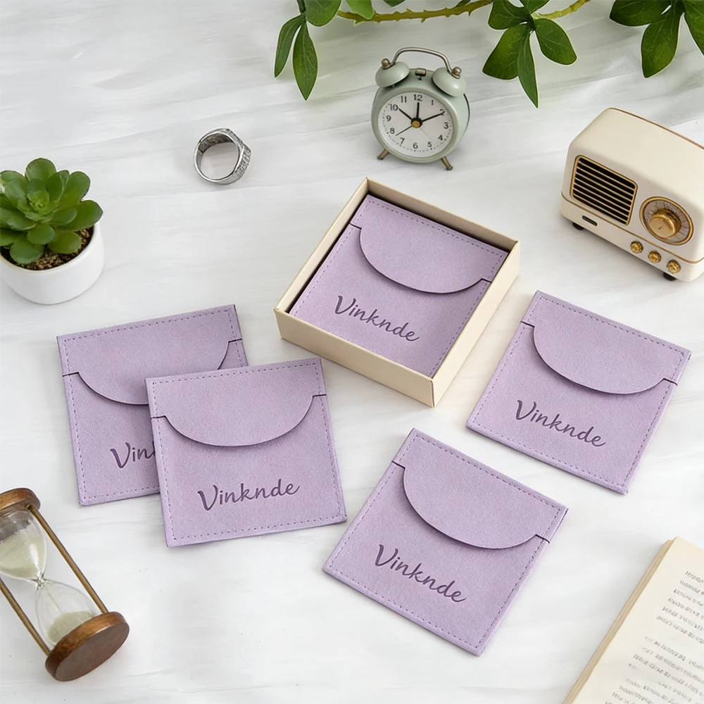 

New Arrival 8*8cm Custom Logo Microfiber Velvet Jewelry Storage Pouch for Necklace Earrings Bracelet Wedding Gift Package Bag