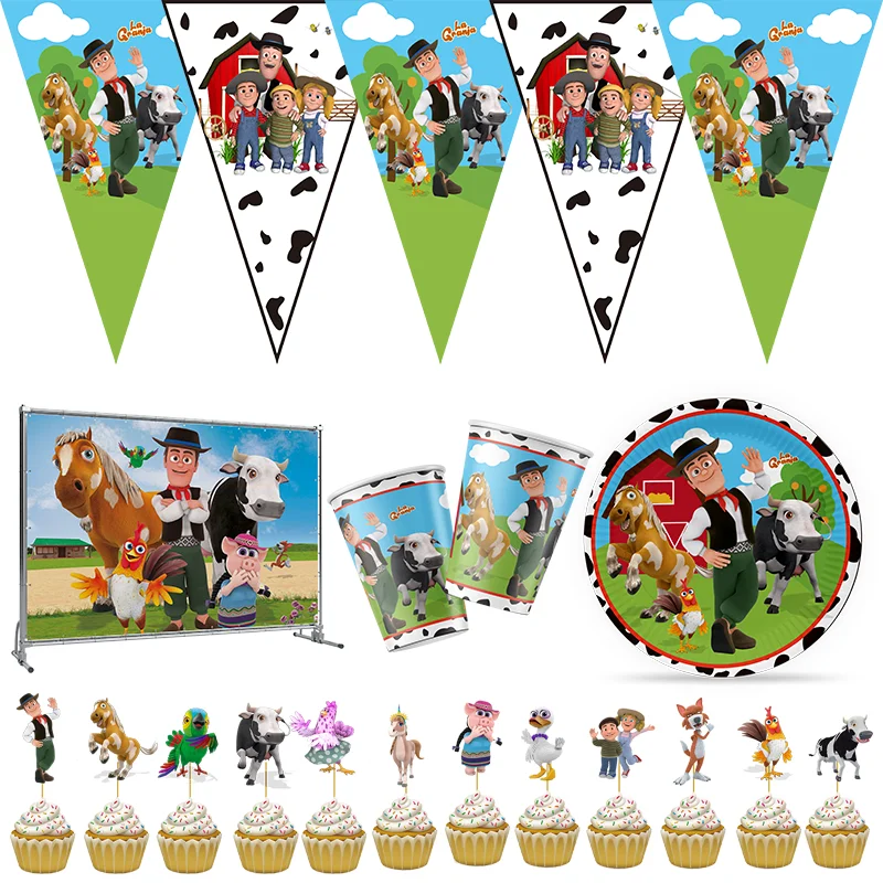 

La Granja Zenon Birthday Party Supplies Disposable Tableware Paper Cups Plates Cake Topper Baby Shower Kids Party Decorations