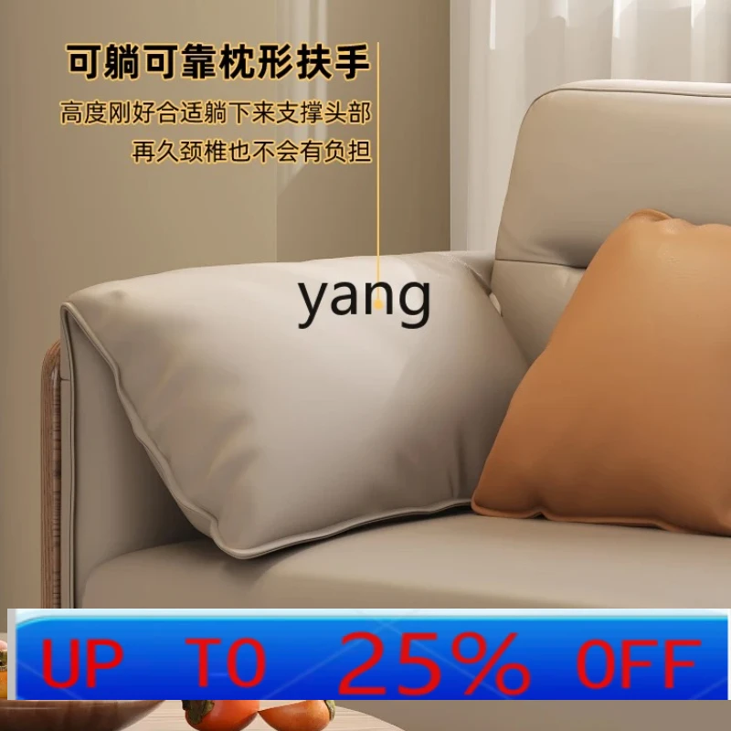 

LMM solid wood leather sofa small apartment living room straight ash wood sofa